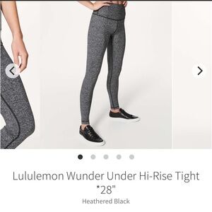 Lululemon 🍋 Wunder Under Hi-Rise Tight 28” Heathered Black Size 6